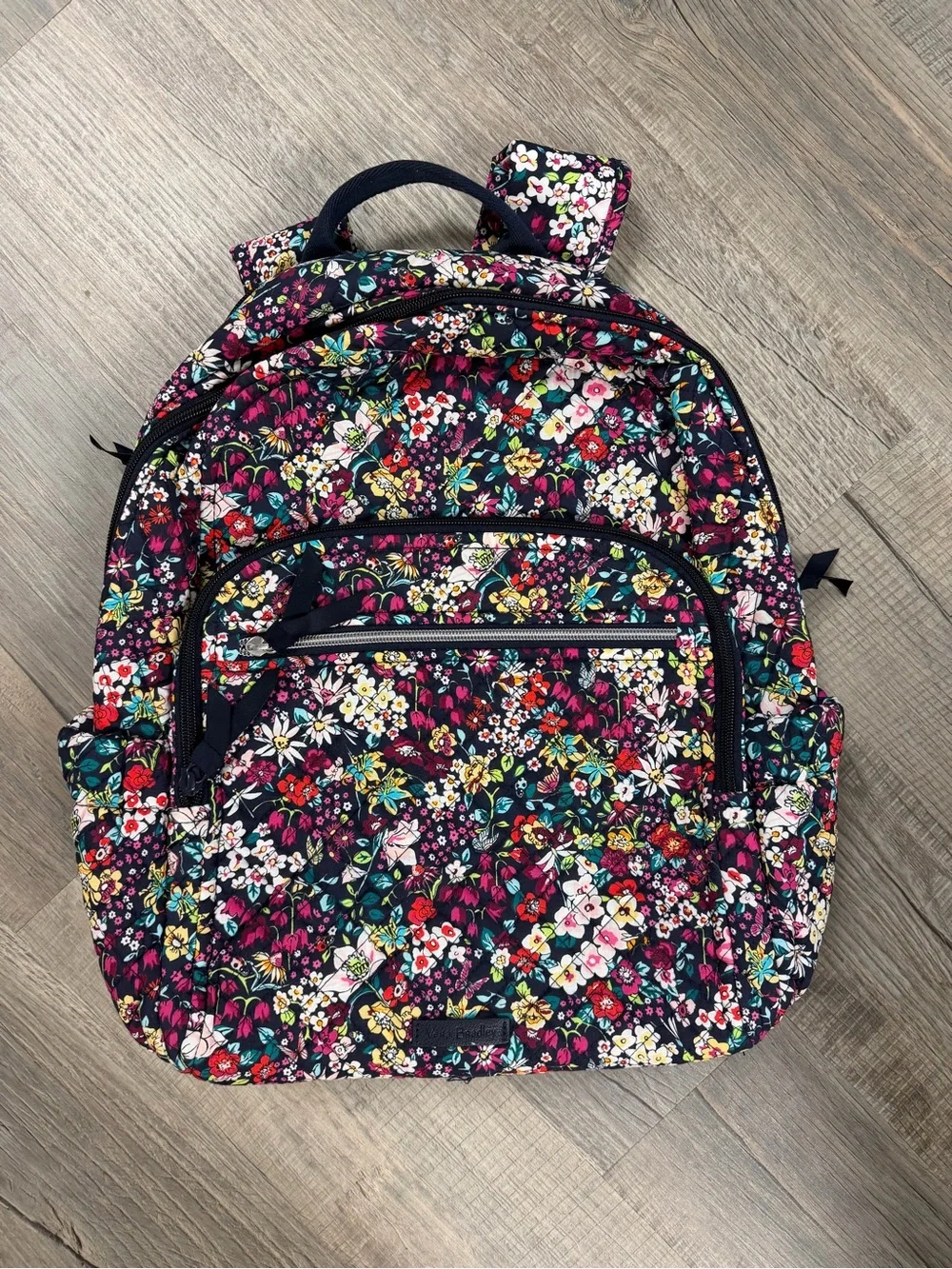Vera Bradley Floral Quilted Backpack - Black with Multicolor Flowers